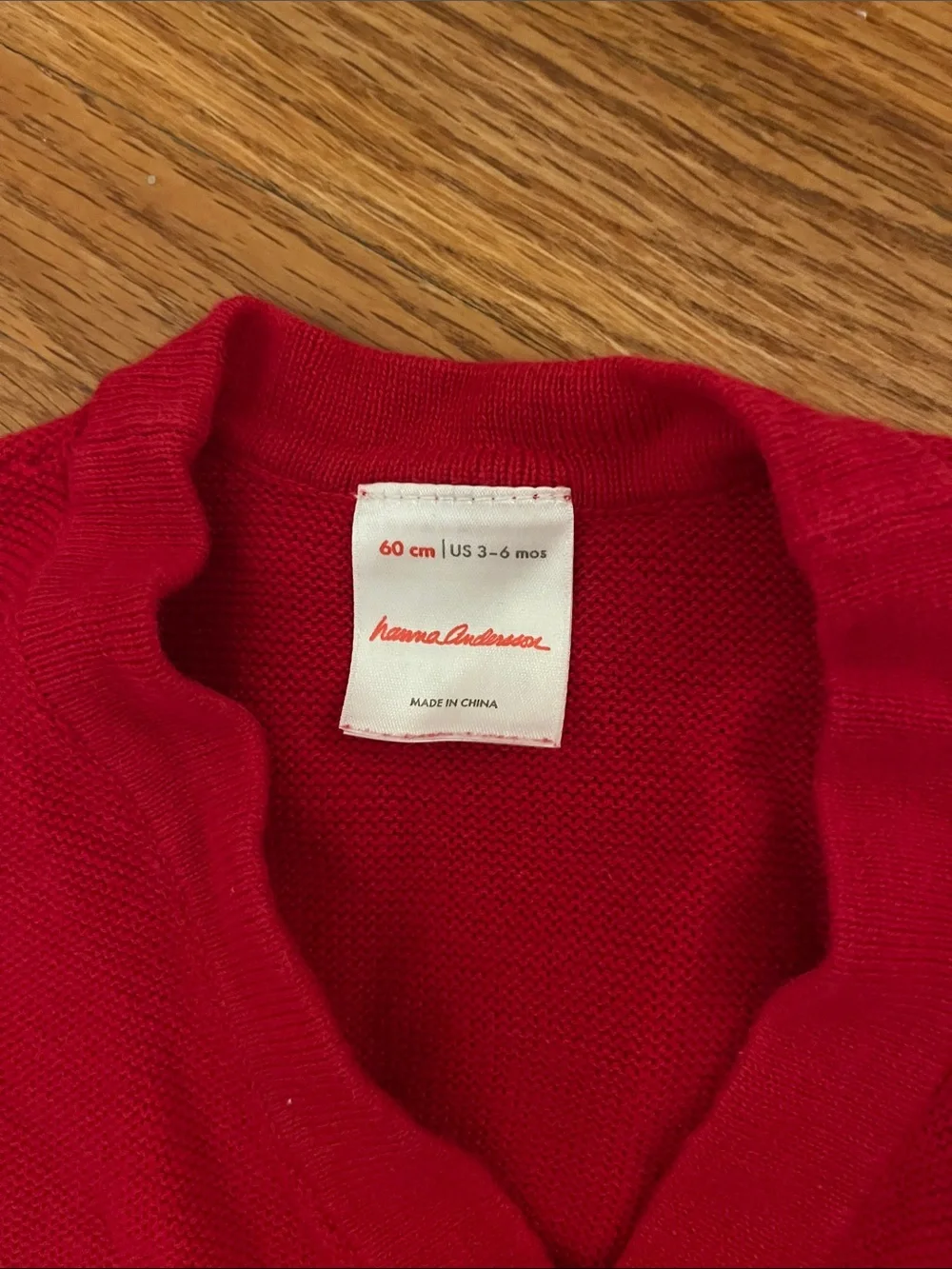 Hanna Andersson Red Knit Baby Sweater and Leggings Set